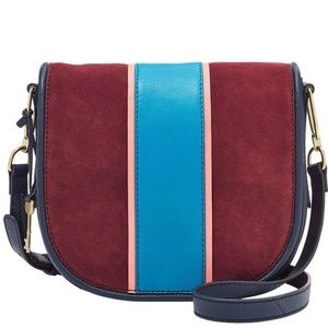 Fossil Rumi Cabernet Crossbody Leather & Suede